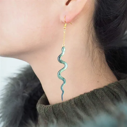 Vista 4 de 6 pares de elegantes aretes de serpiente epoxi molde de silicona de fundición de resina para hacer aretes de moda