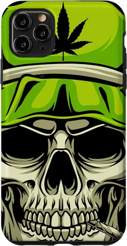 Vista 11 de iPhone 15 Cráneo Con Sombrero Ilustración - Hoja de Cannabis Weed THC CBD Case