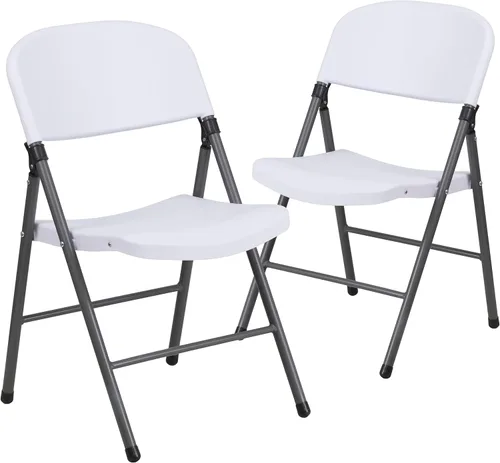 Vista 17 de Flash Furniture HERCULES Series Silla plegable de plástico negro con marco de carbón de 330 libras