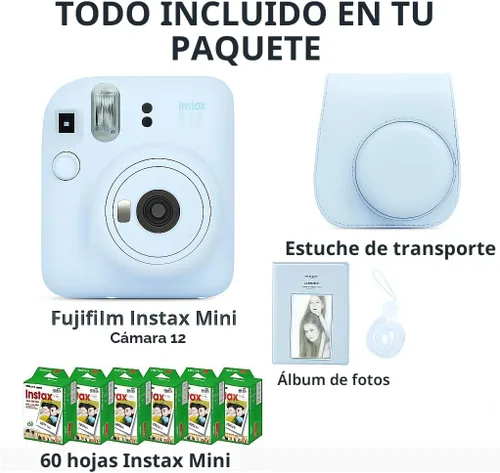 Vista 3 de Fujifilm Instax Mini 12 - Cámara instantánea y película Fuji (60 hojas) (azul pastel)