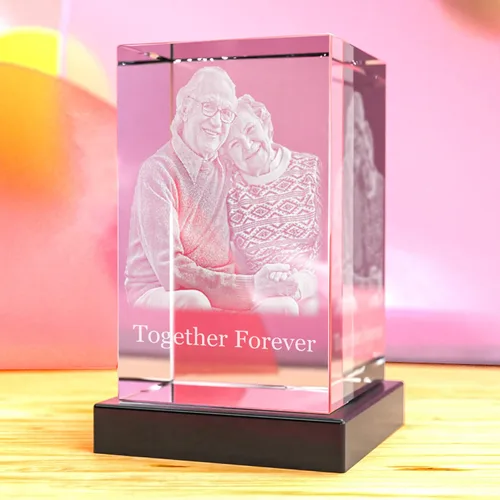 Vista 8 de Crystal Clear Memories Foto de cristal 3D, personalizada con tu propia foto para mamá, papá, hombres, mujeres, imagen grabada con láser 3D, grabado