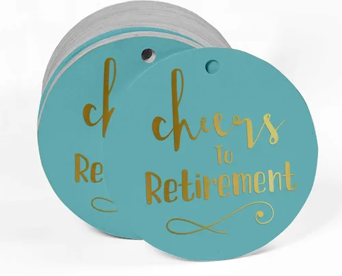 Vista 2 de Etiquetas de papel para colgar con texto en inglés "Cheers to Retirement Wall" (50 unidades)