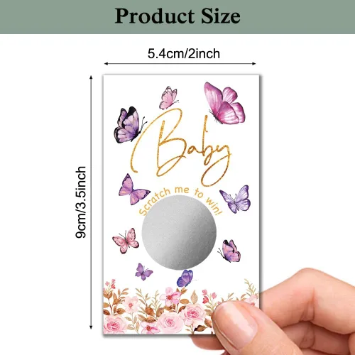 Vista 3 de Haizct Paquete de 50 tarjetas para raspar con temática de jardines botánicos, diseño floral de mariposa para colección de baby shower, tarjetas