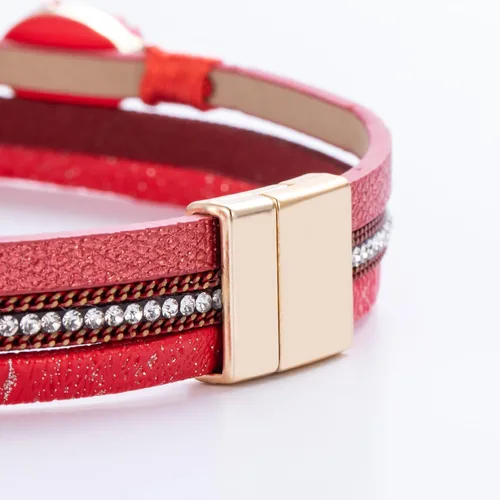 Vista 251 de FANCY SHINY - Pulsera de cuero estilo bohemio, pulsera de cuentas de cristal con cierre magnético, regalos de joyería para mujer