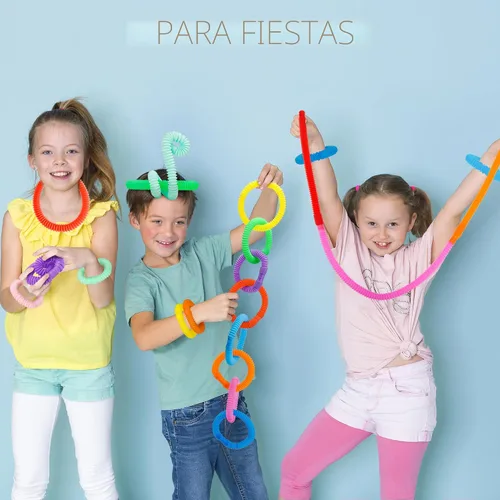 Vista 6 de Juguetes Sensoriales Pop Tubes – Paquete de 30 Juguetes Fidget Elásticos con 10 Colores, Juguetes para Aliviar el Estrés para Niños y Adultos