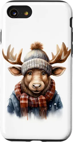 Vista 18 de Cute Moose with Winter Hat & Scarf Case for iPhone 17