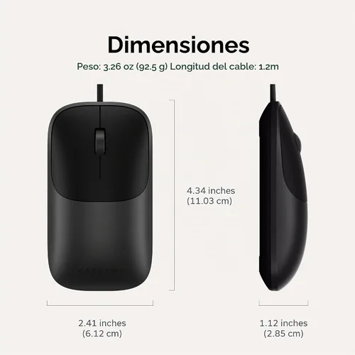 Vista 8 de Satechi Ratón delgado LX con cable, diseño USB-C de aluminio, negro Negro espacial