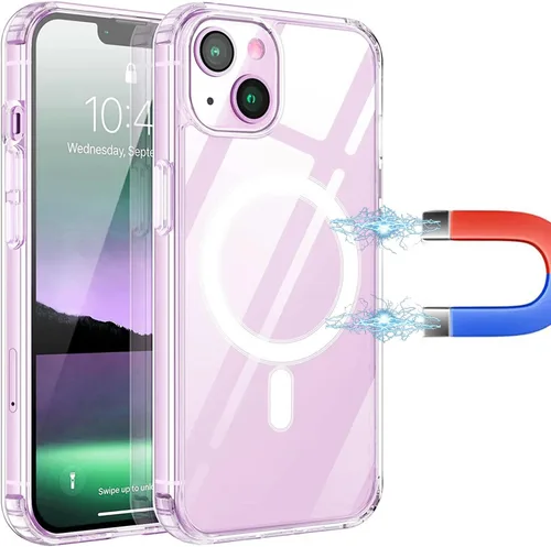 Vista 19 de Funda magnética transparente para iPhone 7 Plus, compatible con MagSafe, protección de grado militar, parte trasera dura resistente al amarillo
