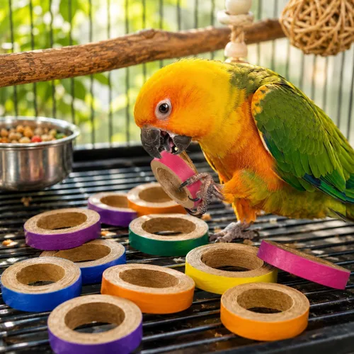 Vista 4 de Bonka Bird Toys 2113 Pk12 2.75 "cartón masticar bagels pájaro pie juguete