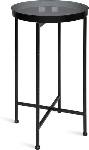 Vista 14 de Kate and Laurel Celia - Mesa decorativa redonda de metal plegable con bandeja superior, negro