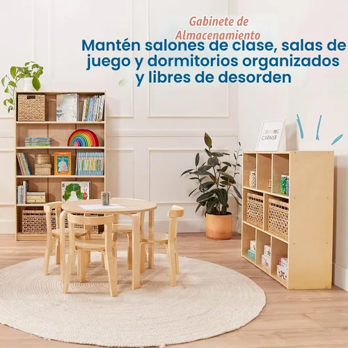 Vista 4 de ECR4Kids Streamline - Armario de almacenamiento de 8 compartimentos, 36 pulgadas, muebles de aula, natural