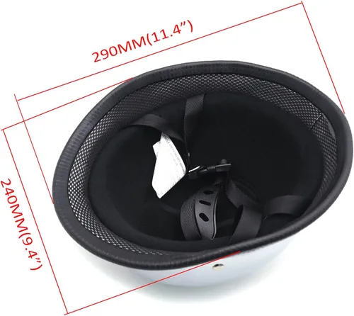 Vista 2 de (Talla L) Casco plateado DOT motocicleta alemán de media cara Biker Street Chopper Cruise [P/N: MT506-003-L-CD] Talla grande