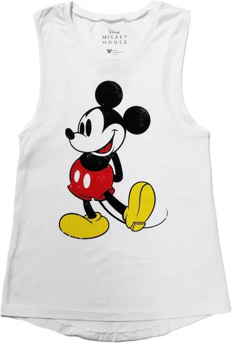 Vista 2 de Disney Camiseta sin mangas de Mickey Mouse para mujer, Blanco