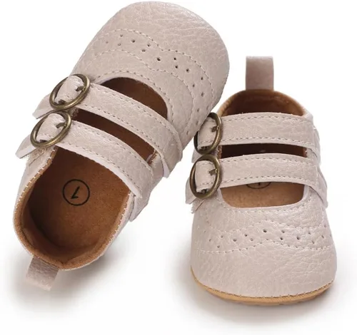 Vista 8 de Mary Jane - Zapatos planos de vestir para bebé, zapatos para recién nacidos, antideslizantes, de piel sintética, para fiesta, escuela, boda