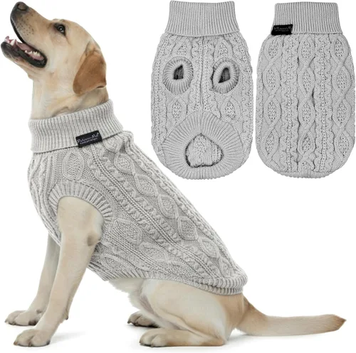 Vista 22 de Parisian Pet Suéteres de Navidad para Perros - Tipo Pullover, Suéter Azul para Perro con Cuello de Tortuga - Suéter Grueso de Punto Trenzado
