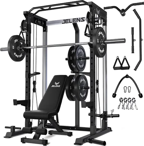 Vista 11 de C21 Power Cage 2000LBS Multi-Function Power Rack with Independent Dual Pulley System, All-in-One Squat Rack for Cable Crossover, Home Gym Workout