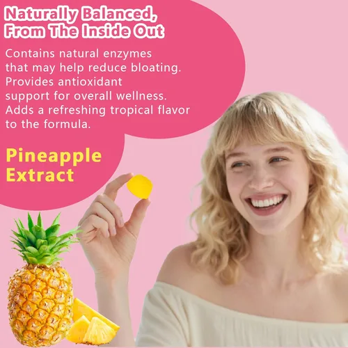 Vista 2 de Gomitas de probióticos vaginales femeninos, apoyan el equilibrio del pH y la salud digestiva, olmo resbaladizo para mujeres, sin suagr, veagn, sabor