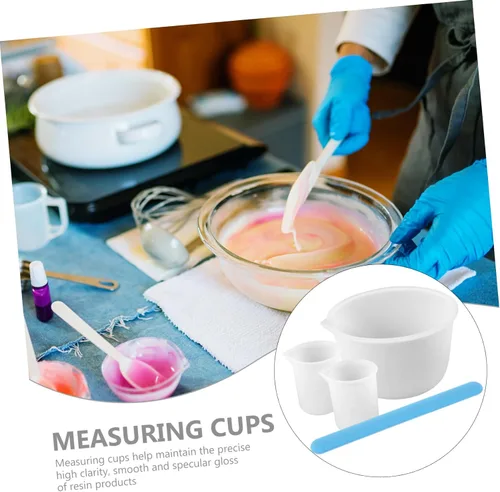 Vista 9 de TEHAUX 2 juegos de moldes de silicona kits de resina moldes para resina silicona taza medidora moldes de resina tazas medidores de resina