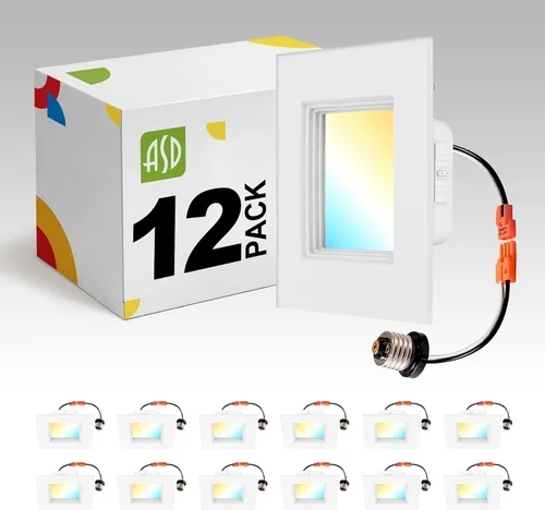 Vista 14 de ASD Iluminación LED empotrable cuadrada blanca de 4 pulgadas retrofit - 9W 709LM 2700/3000/3500/4000/5000K regulable seleccionable LED Downlight