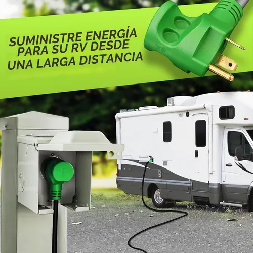 Vista 2 de Cable de extensión de alimentación con cerradura para autocaravana de 30 amperios y 10 pies TT-30P a L5-30R, mango fácil de enchufar, indicador