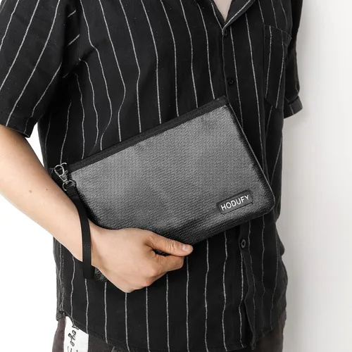 Vista 7 de Bolsa de dinero ignífuga (2000℉), bolsas de documentos ignífugas, bolsa de efectivo bancario con cremallera y correa, adecuada para documentos A5