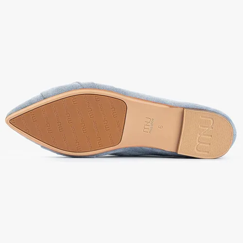 Vista 4 de MUSSHOE Zapatos planos de ballet para mujer, cómodos, puntiagudos, planos, con lazo