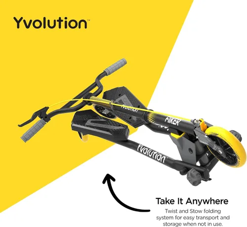 Vista 3 de Yvolution Fliker Drift Scooter, 3-Wheels Wiggle, Foldable, Suitable for Kids and Adults (Fliker C5)