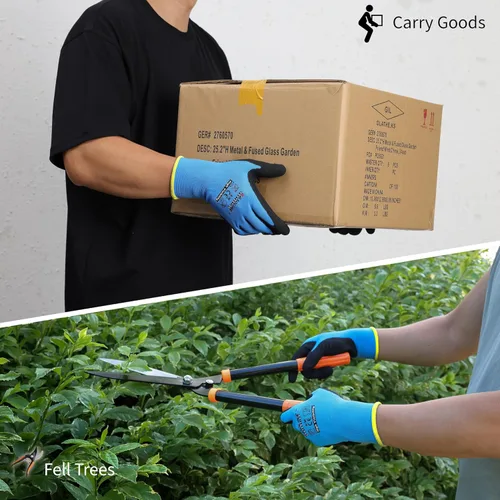 Vista 5 de Gasoline Work Gloves MicroFoam Nitrile Coated-12 Pairs,Seamless Knit Nylon&Spandex Gloves,Grey Work gloves