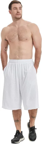 Vista 5 de HQUEC Pantalones cortos deportivos de 12 pulgadas para hombre, pantalones cortos largos de entrenamiento de baloncesto por debajo de la rodilla