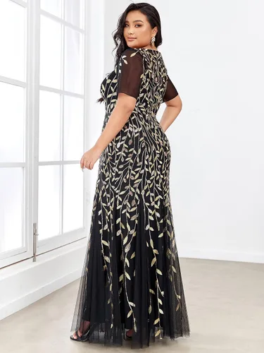 Vista 2 de Ever-Pretty 7707PZ - Vestido largo bordado con corte sirena para mujer maxi vestido elegante de fiesta tallas grandes