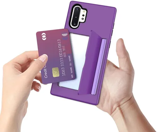 Vista 4 de Asuwish Funda para teléfono Samsung Galaxy Note 10 Plus Glaxay Note10+ 5G con protector de pantalla y soporte para tarjeta de crédito híbrido Gaxaly