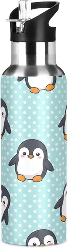 Vista 8 de Stainless Steel Vacuum Insulated Water Bottle 20 Oz, BPA-Free Sports Water Bottle for Gym Outdoor Travel School, Cute Cartoon Penguins Blue