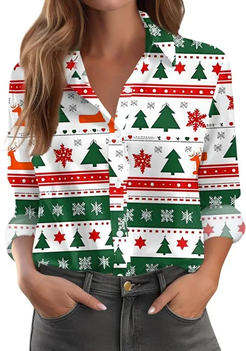 Vista 45 de Camisetas de San Valentín para mujer, camisas con botones, blusas de corazón, elegantes, informales, cuello de solapa, manga larga, suave, cómoda