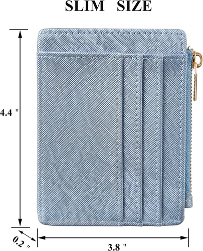 Vista 6 de Sodsay Estuche para tarjetas, cartera delgada con bolsillo frontal, para mujer, sujetatarjetas con llavero