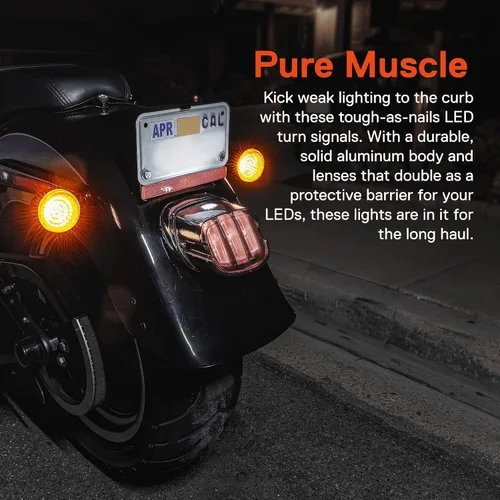 Vista 6 de TRUE MODS 2" 1156 Luz trasera LED anaranjada de señal de giro para Harley Davidson [Juego de par] [Acabado negro] [Estilo bala] Para Harley