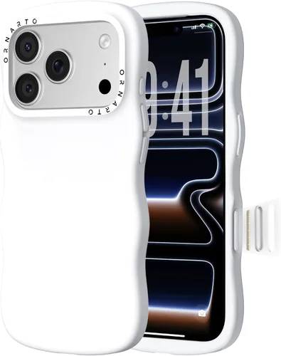 Vista 15 de ORNARTO Funda para iPhone 17 Pro de 6.3", silicona líquida ondulada a prueba de golpes con protección contra caídas y botón de control de cámara