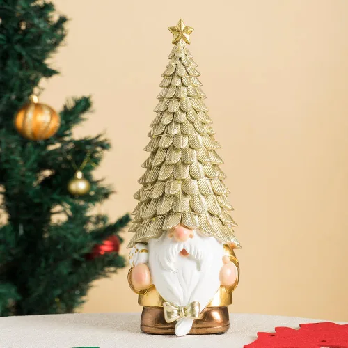 Vista 4 de Figura de gnomo caprichoso de 11.4 pulgadas, decoración de sombrero de árbol brillante, acento acogedor para el hogar y el patio para todos los días