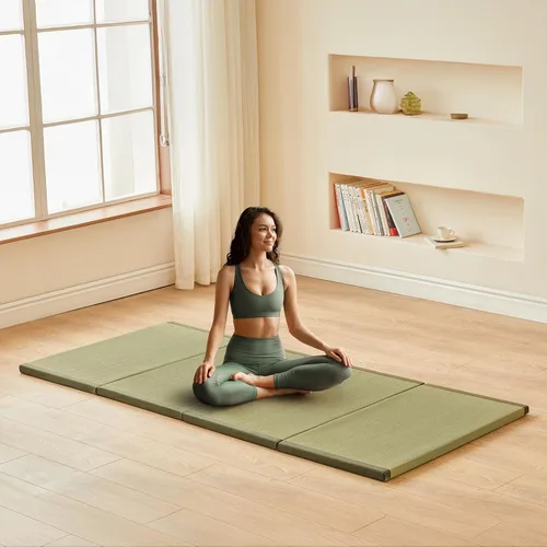 Vista 9 de HAGiHARA Tapete de tatami japonés, tapete plegable portátil de hierba Rush, colchón de futón tradicional para meditación, yoga, dormir o uso