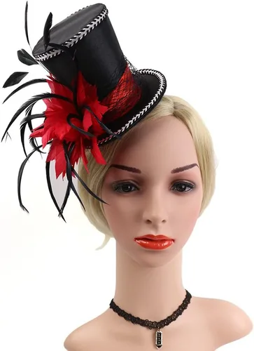 Vista 3 de Mini sombrero de copa diadema, tocado, accesorios de disfraz, baile de máscaras, intereses personales, sombrero de bricolaje
