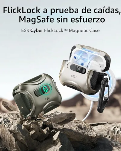 Vista 3 de ESR Funda para AirPods Pro 3 (2025), Compatible con Funda de AirPods Pro de 3ª Generación (Cable USB-C), MagSafe Sin Esfuerzo, Bloqueo a Prueba