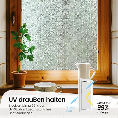 Vista 4 de Película 3D para ventana de vitral, película decorativa de privacidad para ventana de baño, puerta delantera, hogar, bloqueo solar, control