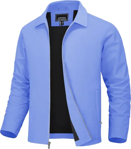 Vista 14 de MAGNIVIT Chaquetas ligeras para hombre, cortavientos ligeros, con cremallera completa, elegante, abrigo de golf, negocios, trabajo, vestido casual