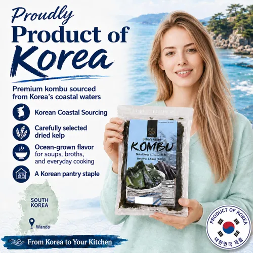 Vista 3 de Unha's Korean Wild Kombu - Kelp seco, 3.52 onzas, producto de Corea Hand-Harvested, Natural, No Added Salt, No MSG, Dashi Broth, Miso Soup, Ramen