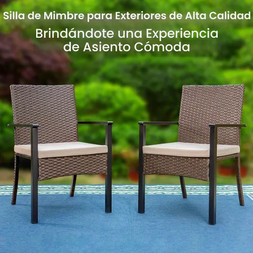 Vista 4 de PHI VILLA Juego de comedor al aire libre de 7 piezas para 6, mesa rectangular de hierro forjado de 152 cm con orificio para sombrilla y sillas