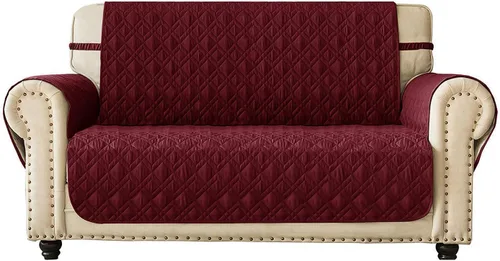 Vista 15 de Ameritex - Funda protectora para sillón de dos puestos, impermeable, acolchada, con revestimiento antideslizante de huellitas, para perros, niños