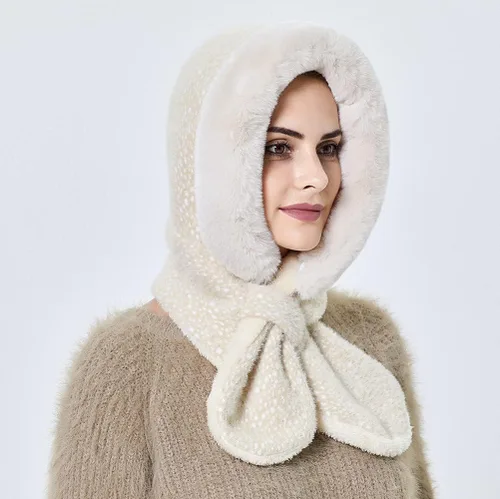 Vista 17 de Gorros de invierno para mujer, pasamontañas, bufanda, para clima frío, conjunto para mujer, gorro con capucha