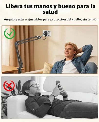 Vista 7 de VRIG - Cargador inalámbrico magnético para escritorio de cama, soporte de mesa articulado flexible, soporte superior compatible con iPhone