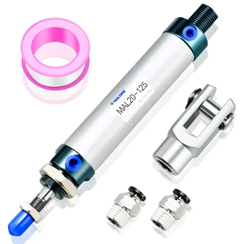 Vista 31 de TAILONZ PNEUMATIC Cilindro de Aire de 16mm Orificio 25mm Carrera de Doble Acción con Conector Y y 2 Piezas de Conexión de 6mm MAL16x25