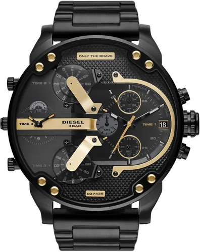 Vista 9 de Diesel Mr. Daddy 2.0 - Reloj de hombre con cronógrafo de tamaño extra grande y correa de acero inoxidable, silicona o cuero