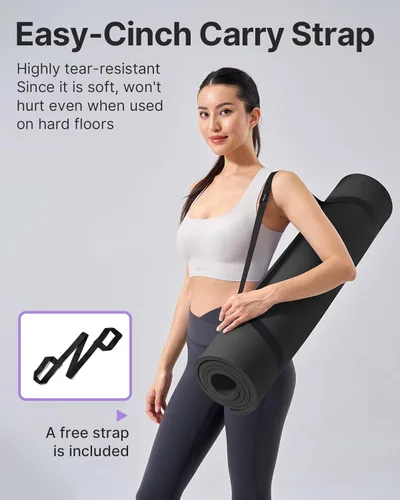 Vista 6 de YOTTOY Tapete de Yoga, Tapete de Yoga Extra Grueso (1/2 pulgada), Tapete Profesional de TPE para Ejercicio, Tapete de Entrenamiento Antideslizante